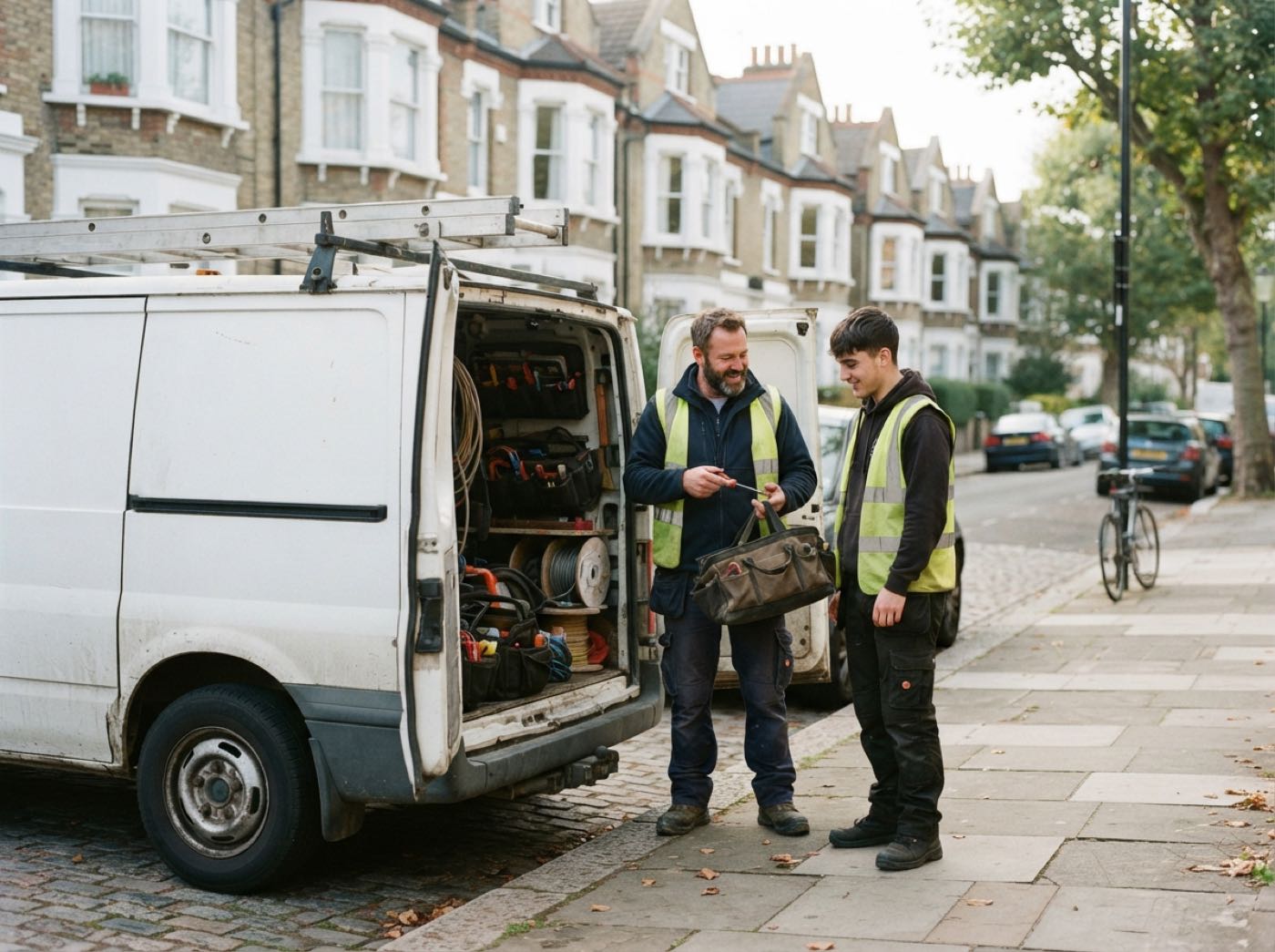 Dan and Josh by the van